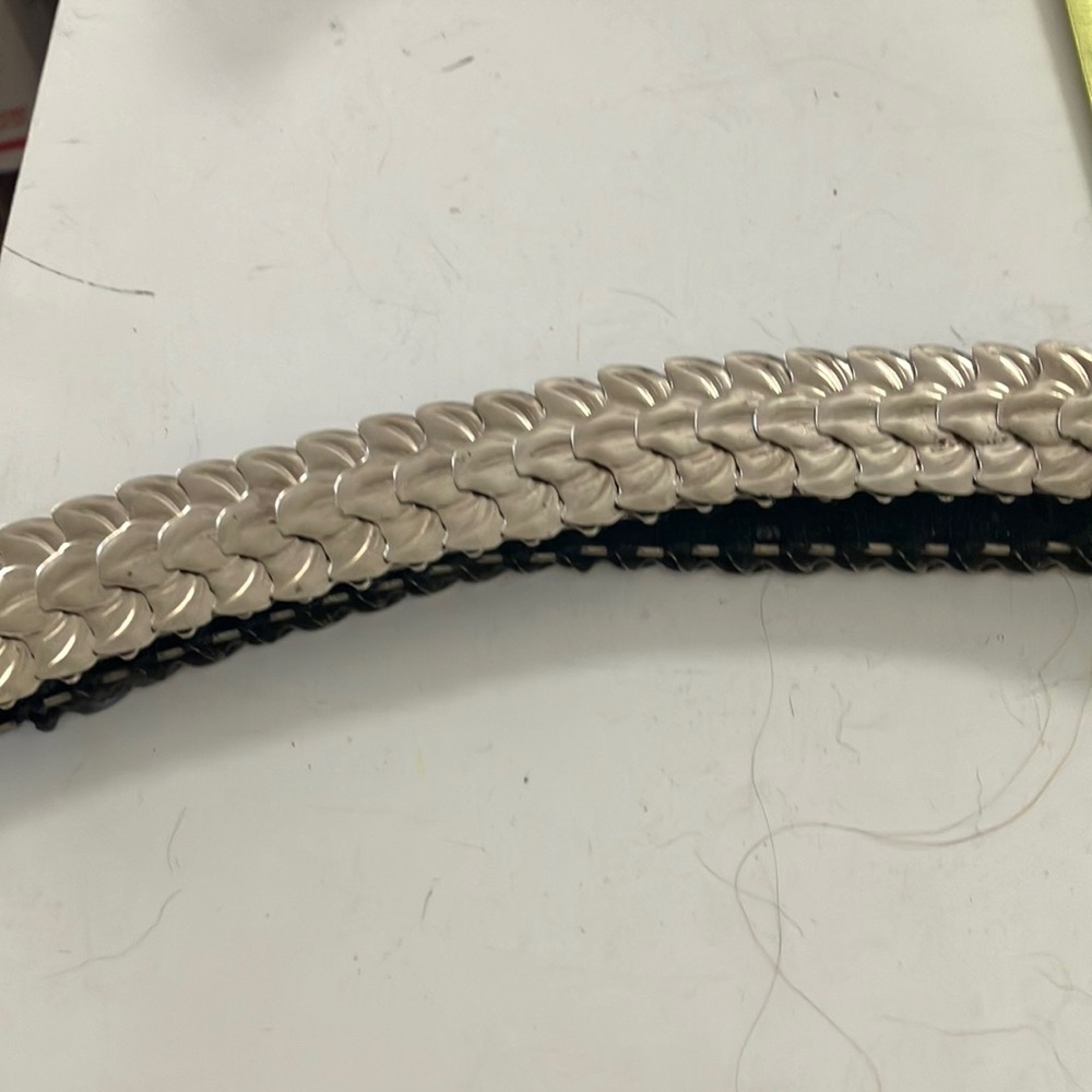 FINAL MARKDOWN Silver and Black stretch metal Belt